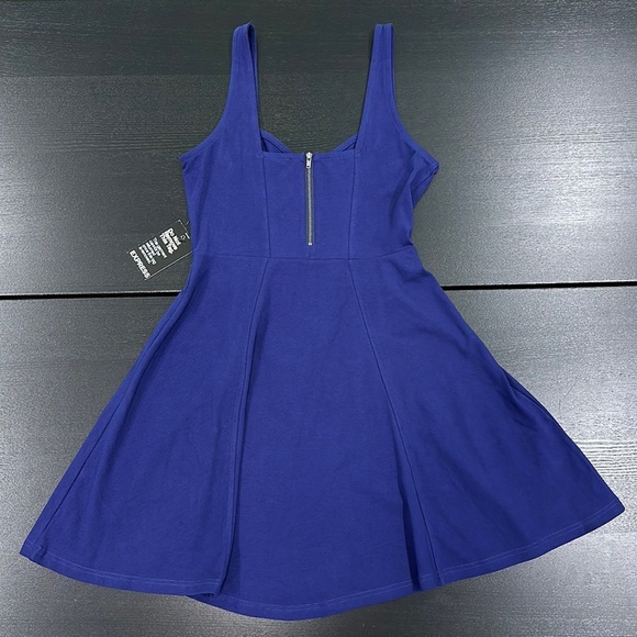 Express Cobalt Blue Purple Sweetheart Neckline Stretch Cotton Mini Dress - S - Picture 3 of 8